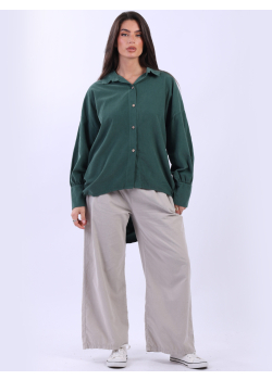 Made In Italy Button Down Cotton Corduroy Shirt