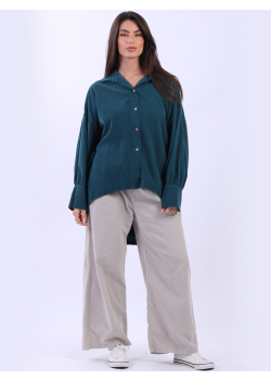 Made In Italy Button Down Cotton Corduroy Shirt