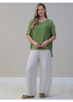 Made In Italy Chunky Twin Sequin Lagenlook Silk Top