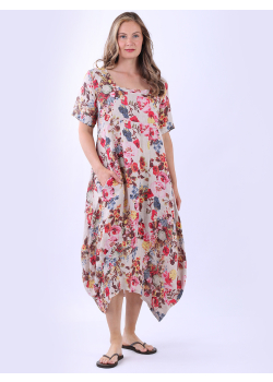 Made In Italy Floral Linen Lagenlook Dress