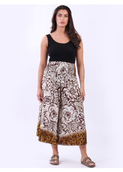 Made In Italy Floral Print Wide Leg Culottes Pant
