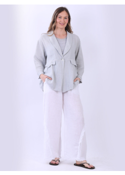Made In Italy Front Button Plain Linen Jacket