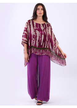 Italian Leopard Print Double Layered Silk Tunic Top