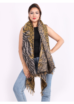 Made In Italy Leopard Print Lana Wool Warm Scarf