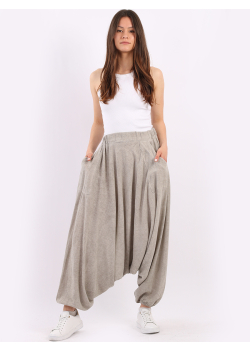Made In Italy Plain Acid Wash Cotton Harem Pant