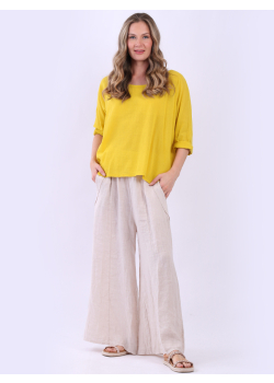 Made In Italy Plain Cotton Lagenlook Crop Top