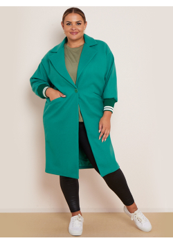 Plus Size Plain Front Pockets Lagenlook Duster Coat