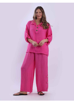 Made In Italy Plain Linen Baggy Top