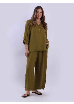 Made In Italy Plain Linen Baggy Top