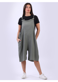 Made In Italy Plain Linen Knotted Straps Playsuit