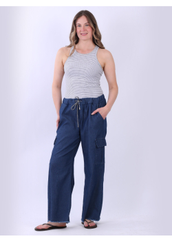 Made In Italy Raw Edge Denim Cargo Pant