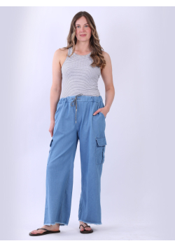 Made In Italy Raw Edge Denim Cargo Pant