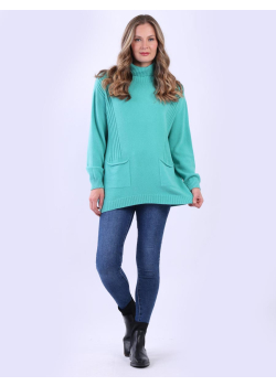 Made In Italy Ribbed Lagenlook Turtle Neck Cozy Jumper