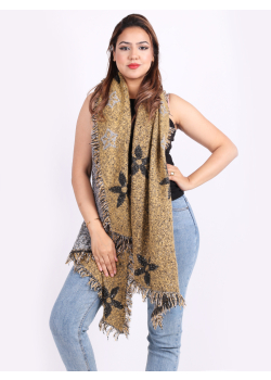 Made In Italy Sequin Star And Flower Motifs Woolen Scarf