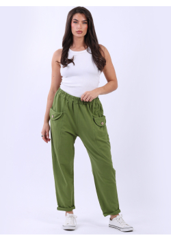 Made In Italy Solid Cotton Regular Fit Joggers