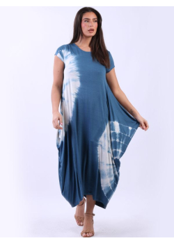 Made In Italy Tie and Dye Circle Maxi Drape Dress