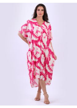 Plus Size Tie And Dye V-Neck Baggy Kaftan