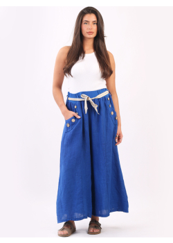Made In Italy Wide Leg Ladies Plain Linen Summer Palazzo