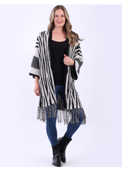 Made In Italy Zebra Print Open Front Wool Knitted Cardigan