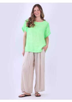 Mesh Net Linen Solid Baggy Top