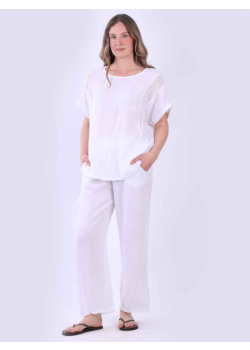 Mesh Net Linen Solid Baggy Top