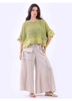 Mesh Net Raw Edges Cotton Crop Top