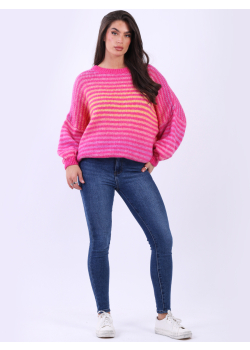 Multi Stripes Women Chunky Wool Knitted Jumper