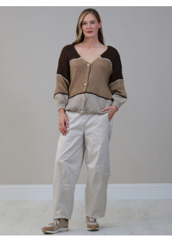 Multicolor Woolen Knit Button Down Cardigan