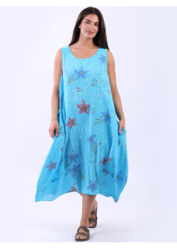 Oversized Floral Cotton Lagenlook Sleeveless Dress