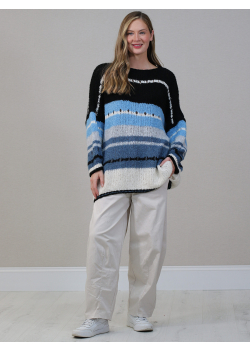 Oversized Multi Stripes Knitted Woolen Jumper