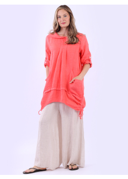 Peter Pan Collar Solid Linen Lagenlook Top