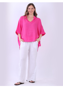 Plain Linen Lagenlook Crop Top