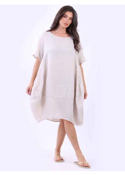 Plain Linen Oversized Lagenlook Midi Dress