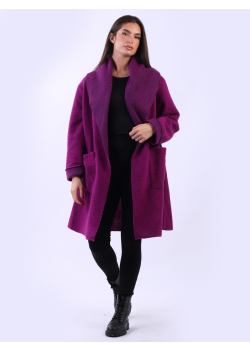 Plain Open Front Waterfall Teddy Woolen Coat