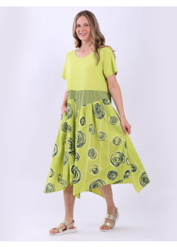 Plus Size Circle Print Cotton Lagenlook Slouchy Dress