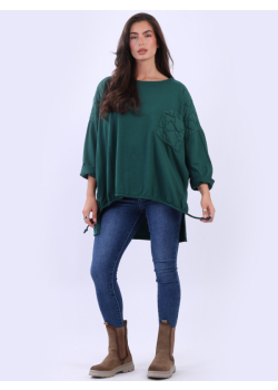 Plus Size Embroidered Batwing Sleeves Cotton Top