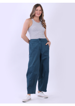 Plus Size Ladies Loose Fit Plain Cotton Pant