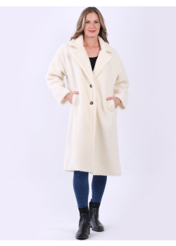 Plus Size Ladies Teddy Bear Lagenlook Long Woolen Coat