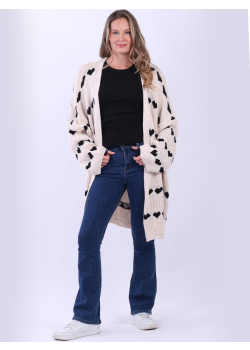Plus Size Open Front Heart Knitted Cardigan