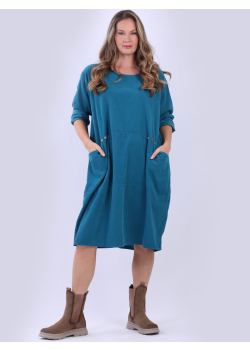 Plus Size Plain Cotton Comfy Lagenlook Dress