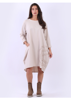 Plus Size Plain Cotton Lagenlook Midi Dress
