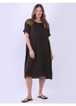 Plus Size Plain Linen Lagenlook Swing Dress