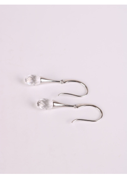 Rhodium Plated Crystal Droplets Drop Earrings 