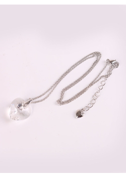 Rhodium Plated Crystal Diamond Shaped Pendant Necklace