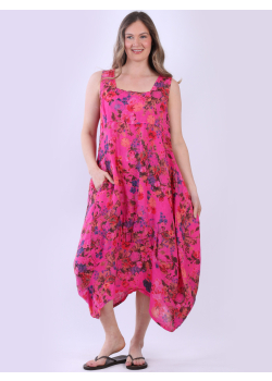 Sleeveless Floral Linen Tank Dress