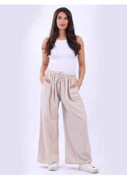 Solid Cotton Corduroy Wide Leg Ladies Pant