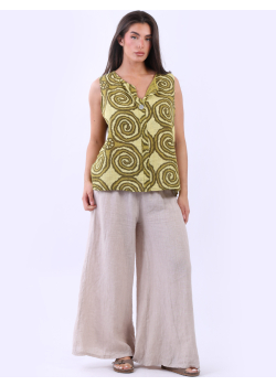 Spiral Seashell Block Print Cotton Vest Top