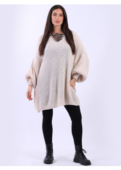 V-Neck Drop Shoulder Plus Size Knitted Jumper