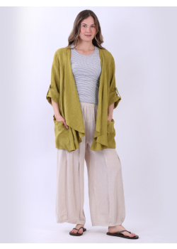 Waterfall Open Front Italian Linen Cardigan