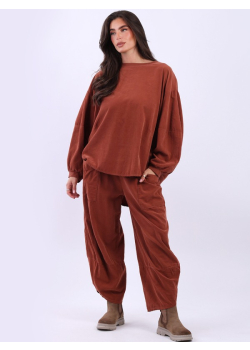Solid Cotton Corduroy Lagenlook Batwing Top